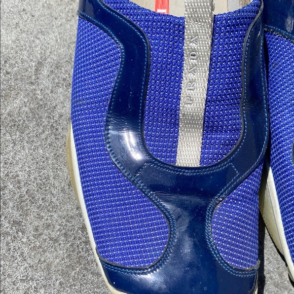 Prada Blue and White Women's Slip-On Shoes - Picture 4 of 10